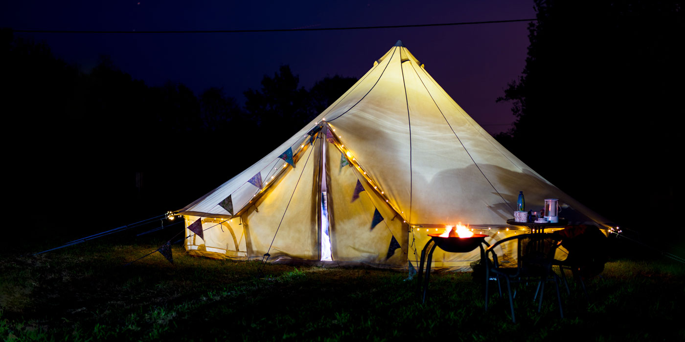 Bell tent at night